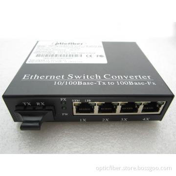 10/100Base 1 fiber 4 RJ45 Media Converter